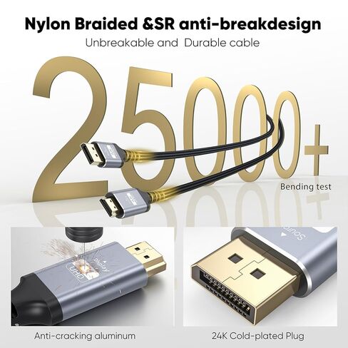 4K DisplayPort to HDMI Cable 6FT, 10-Pack, Support 4K@30Hz, 2K@60Hz, 1080p@120Hz, Nylon Braided DP to HDMI Uni-Directional Cord for Computer, Monitor, Graphics Card, HDTV, Projector in Saudi Arabia