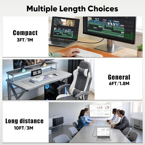 4K DisplayPort to HDMI Cable 6FT, 10-Pack, Support 4K@30Hz, 2K@60Hz, 1080p@120Hz, Nylon Braided DP to HDMI Uni-Directional Cord for Computer, Monitor, Graphics Card, HDTV, Projector in Saudi Arabia