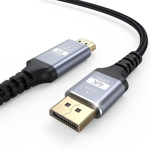 4K DisplayPort to HDMI Cable 6FT, 10-Pack, Support 4K@30Hz, 2K@60Hz, 1080p@120Hz, Nylon Braided DP to HDMI Uni-Directional Cord for Computer, Monitor, Graphics Card, HDTV, Projector in Saudi Arabia
