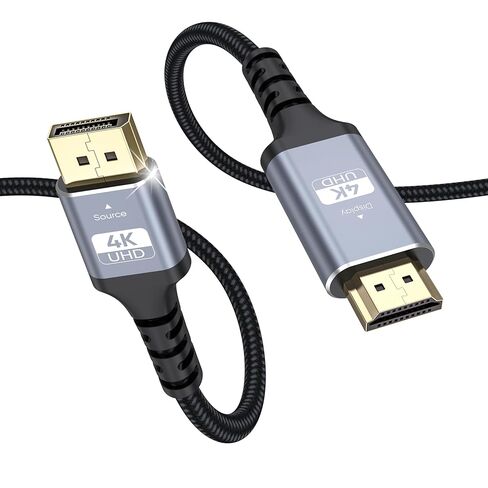 4K DisplayPort to HDMI Cable 6FT, 10-Pack, Support 4K@30Hz, 2K@60Hz, 1080p@120Hz, Nylon Braided DP to HDMI Uni-Directional Cord for Computer, Monitor, Graphics Card, HDTV, Projector in Saudi Arabia