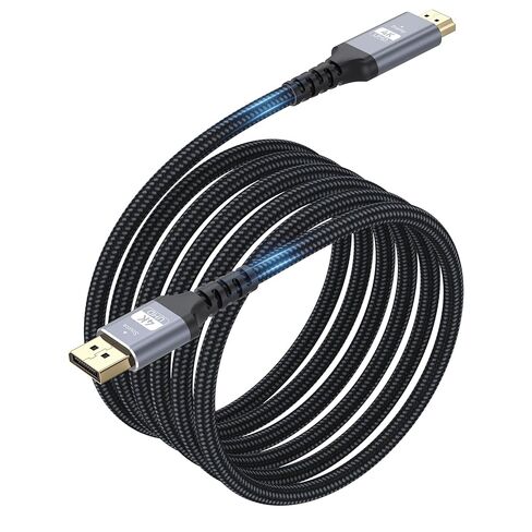4K DisplayPort to HDMI Cable 6FT, 10-Pack, Support 4K@30Hz, 2K@60Hz, 1080p@120Hz, Nylon Braided DP to HDMI Uni-Directional Cord for Computer, Monitor, Graphics Card, HDTV, Projector in Saudi Arabia