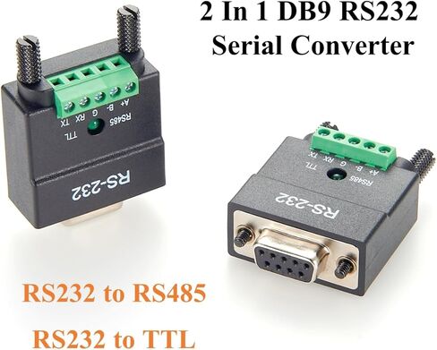 2 In 1 DB9 RS232 to RS485 TTL Serial Converter D-Sub 9Pin to 5Pin Screw Terminal Block RS232 to 3.3V/5V Interface Signal Adapter for Industrial Automation, PLC, Embedded Systems (DB9 Female) in Saudi Arabia