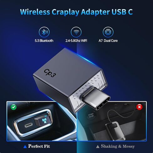 محول CarPlay اللاسلكي لترقية iPhone 2026 - اتصال مستقر تحويل سلكي إلى لاسلكي متوافق مع السيارات 2018+، iOS 10+ (USB-C) in Kuwait