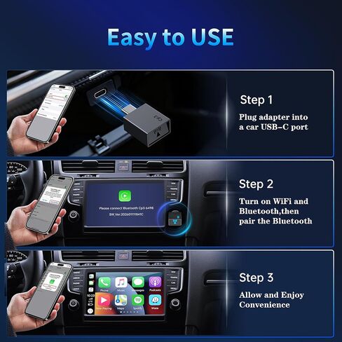 محول CarPlay اللاسلكي لترقية iPhone 2026 - اتصال مستقر تحويل سلكي إلى لاسلكي متوافق مع السيارات 2018+، iOS 10+ (USB-C) in Kuwait