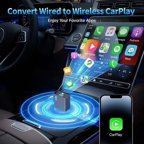 محول CarPlay اللاسلكي لترقية iPhone 2026 - اتصال مستقر تحويل سلكي إلى لاسلكي متوافق مع السيارات 2018+، iOS 10+ (USB-C) in Kuwait