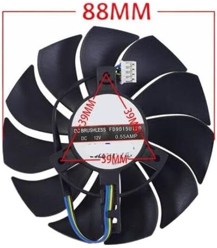 88MM FD9015U12D DC12V 0.55AMP 4Pin Graphics Fan Compatible with 5500 Graphics Card PC Gaming H88-1E414-500HP in Kuwait