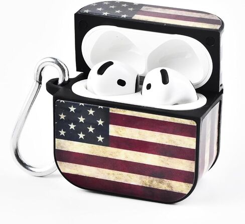 حافظة HOMICO لأجهزة AirPods 4، متوافقة مع حافظة AirPods الجيل الرابع (2024)، حافظة صلبة محمولة ومقاومة للصدمات مع سلسلة مفاتيح، العلم الأمريكي in Kuwait