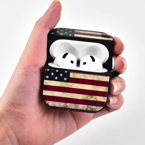 حافظة HOMICO لأجهزة AirPods 4، متوافقة مع حافظة AirPods الجيل الرابع (2024)، حافظة صلبة محمولة ومقاومة للصدمات مع سلسلة مفاتيح، العلم الأمريكي in Kuwait