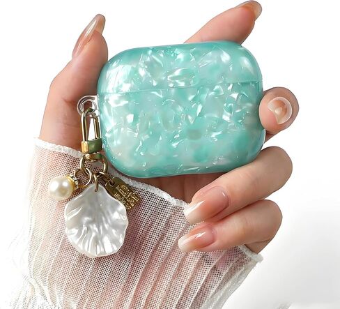 for AirPods Pro 3 Case with Pearl & Shell Charm, Sparkle Protective Cover for AirPods Pro 3 for Women Girls, Shockproof Cute Case Compatible with Airpods Pro 3 (Blue Sparkle) in Kuwait