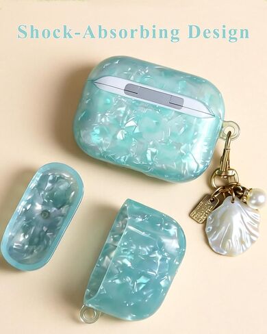 for AirPods Pro 3 Case with Pearl & Shell Charm, Sparkle Protective Cover for AirPods Pro 3 for Women Girls, Shockproof Cute Case Compatible with Airpods Pro 3 (Blue Sparkle) in Kuwait