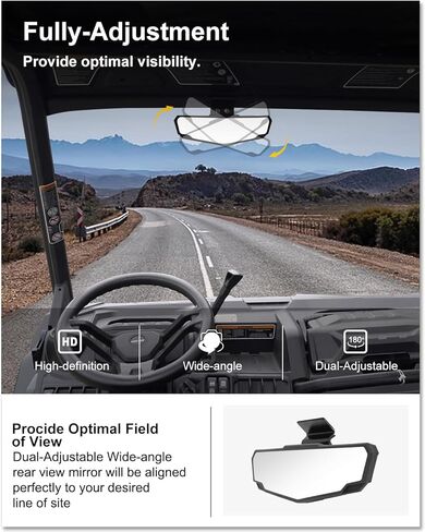 KIWI MASTER Rear View Center Mirrors Compatible for 2015-2024 Can Am Defender Polaris Ranger 570 900 1000 Crew Accessories Rearview Racing Convex Mirror in Saudi Arabia