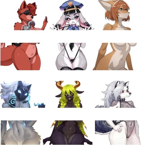 60pcs Anime Furry Character Stickers, Cartoon Cute Hot Girl Vinyl Decals Manga for Men - Car, Truck, Laptop, Motorcycle Accessories,Sexy Lady Sticker for 18 Adult in Kuwait