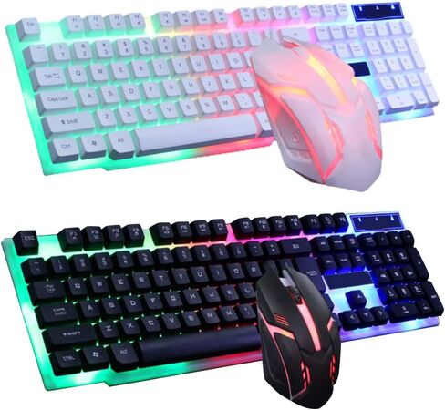 USB Game Keyboard and Mouse of Backlit Reconditioning Keyboard and Ergonomic Design Mouse for Regular Office Compute (White) in Kuwait