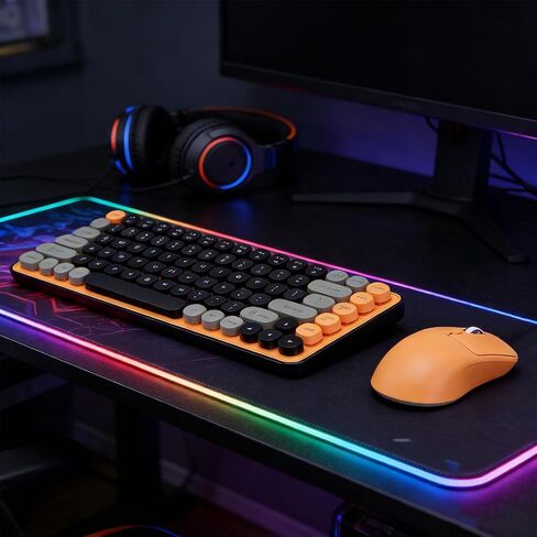 XUMIUZIY Wireless Keyboard and Mouse Combo, Bluetooth Keyboard with Retro Round Detachable Keycaps and 9 Degree Tilt Angle, Optical Mouse, for PC Laptop in Kuwait