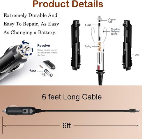 Car 12V DC Adapter Compatible with Yaesu Standard Horizon HX40 HX100 HX210 HX380 HX890 E HX890E HX890BK HX890NB HX870 HX 870 SBH-32 SAD 23B 24 24B 25 25B E-DC-19A Power Cord Charger in Kuwait