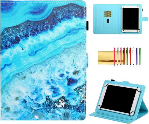 Universal 7.9-8.4 Inch Tablet Case, Techcircle Stand Slim Folding Magnetic Flip Leather Protective Cover Wallet Case with Pen Holder, for LG G Pad 8 Inch, Fire HD 8, Chuwi Hi9 Pro, Rainbow Owl in Kuwait
