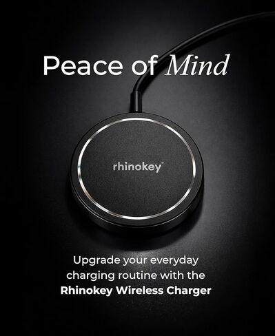 Rhinokey® 15W MagSafe Charger - Qi 1.3 Certified Magnetic Wireless Charger Pad, Slim Aluminum Alloy Fast Charging Pad for iPhone,Tracking Card Samsung, Pixel - Intelligent Safety & Metal Detection in Kuwait