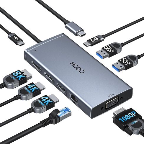 USB C Docking Station Dual Monitor for Dell HP, Laptop Docking Station Quadruple Display USB C Hub Multiple Adapter to 4K HDMI Displayport VGA,3 USB 2.0,100W PD, Laptop USB C Dock for Lenovo,Surface in Saudi Arabia