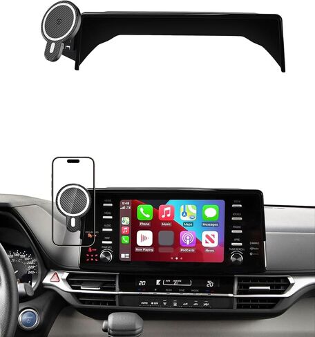 PZK Car Phone Holder for Toyota Sienna 2021-2024 XLE/XSE/Limited/Platinum Accessories 12.3-Inch Screen Fixed Clip Magnetic 15W Fast Wireless Charger Phone Mount with Sunglasses Storage Box 360° Rotate in Kuwait