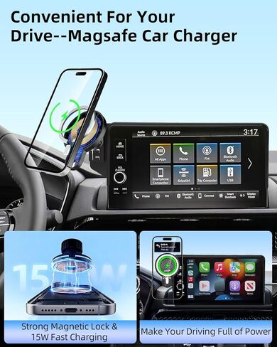 PZK Car Phone Holder for Toyota Sienna 2021-2024 XLE/XSE/Limited/Platinum Accessories 12.3-Inch Screen Fixed Clip Magnetic 15W Fast Wireless Charger Phone Mount with Sunglasses Storage Box 360° Rotate in Kuwait
