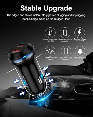 48W Fast Charge Car Charger USB C for iPhone 17e 17 Pro Max 17 Air 16e 16 Pro 15, Dual USB-C & USB-A Car Power Adapter PD/QC Fast Charging Cigarette Lighter Car Plug Charger for Galaxy S26Ultra Pixel in Kuwait