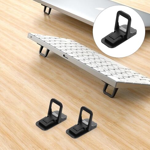 VILLCASE Foldable Anti-Slip Laptop Stand Pair, Ergonomic Notebook Holder with Cooling Vent, Portable Computer Riser for Desk Use, Black Compact Design for Home and Office in Kuwait