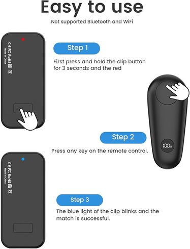 Remote Control Page Turner for Kindle Paperwhite Scribe Oasis Kobo eReaders, Clicker Page Turner for iPhone,iPad, Android Tablets Reading Camera Video Record Remote Triggers, Black in Kuwait
