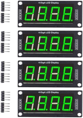 4Pcs 4-Digit 7-Segment Display Module – TM1637 Controller 5V, 0.56 Inch LED Digital Tube Board for Arduino DIY Projects, Plug and Play(Green) in Kuwait