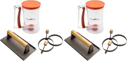 Blackstone 1543 Griddle Breakfast Kit 4 Piece Set Include Batter Dispenser, Bacon Press, Two Egg/Pancake Rings with Handle-Best Indoor-Outdoor Cooking Accessory, Multiple in Kuwait