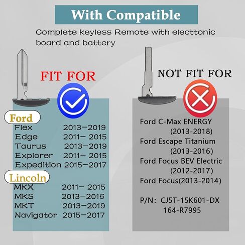 2Pcs DIY Remote Start Key Fob Replacement Kit for 2011 2012 2013 2014 2015 Ford Explorer Edge 2013-2019 Expedition Flex Taurus Lincoln MKS MKT MKX Navigator Keyless Entry for Ford Simple Key OBD Tool in Kuwait