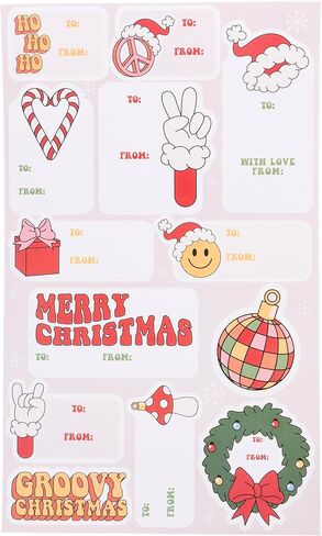 Graphique Plaid Icons Gift Labels | 52 Self-Adhesive Christmas Stickers | 13 Designs with Gold Foil Accents | to and from Names | for Holiday Wrapping Paper & Gift Bags in Saudi Arabia