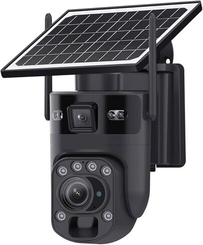 12MP 60X Optical Zoom Dual Screens 4G Solar Camera WiFi PTZ PIR Detection Human Auto Tracking Security Cameras Outdoor(Black WiFi Add 128G) in Kuwait