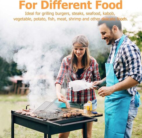 ORDORA Grill Basket, Fish Grill Basket, Rustproof Stainless Steel BBQ Grilling Basket for Meat,Steak, Shrimp, Vegetables, Chops, Heavy Duty Grill Basket Outdoor Grill Accessories in Saudi Arabia