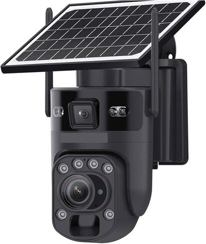 12MP 60X Optical Zoom Dual Screens 4G Solar Camera WiFi PTZ PIR Detection Human Auto Tracking Security Cameras Outdoor(Black WiFi Add 32G) in Kuwait