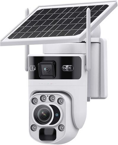 12MP 60X Optical Zoom Dual Screens 4G Solar Camera WiFi PTZ PIR Detection Human Auto Tracking Security Cameras Outdoor(Whte 4G No Card) in Kuwait