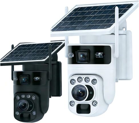 12MP 60X Optical Zoom Dual Screens 4G Solar Camera WiFi PTZ PIR Detection Human Auto Tracking Security Cameras Outdoor(Whte 4G No Card) in Kuwait