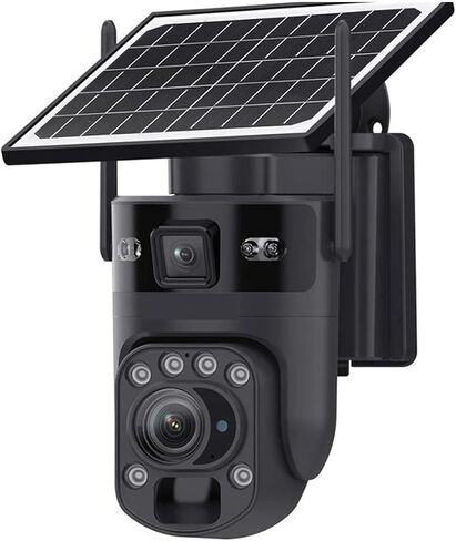 12MP 60X Optical Zoom Dual Screens 4G Solar Camera WiFi PTZ PIR Detection Human Auto Tracking Security Cameras Outdoor(Black 4G Add 32G) in Kuwait