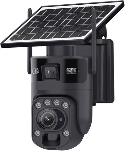 12MP 60X Optical Zoom Dual Screens 4G Solar Camera WiFi PTZ PIR Detection Human Auto Tracking Security Cameras Outdoor(Black 4G Add 64G) in Kuwait