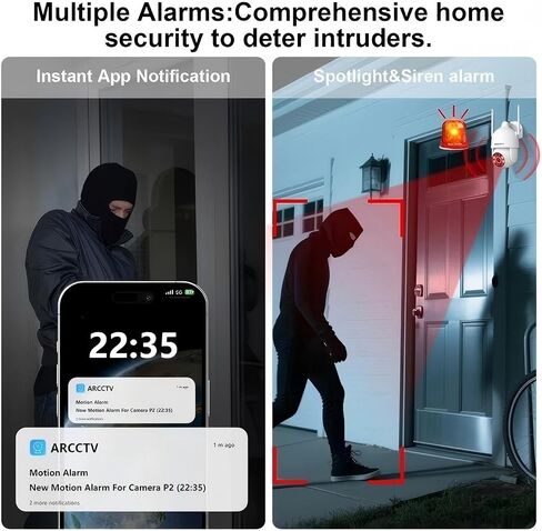 Security Cameras, Cameras for Home Security, Supporting 1080P&355 °View, Supports Night Vision and Intelligent Detection Alarm, Supports All-Weather Video Recording (1) in Kuwait
