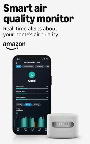 جهاز مراقبة جودة الهواء الذكي من أمازون - تعرف على الهواء الخاص بك، ويعمل مع Alexa - جهاز معتمد للبشر in Kuwait