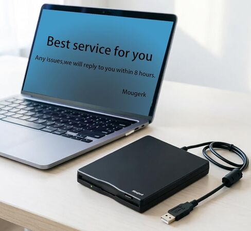 محرك أقراص مرن USB من موجيرك، محرك أقراص مرنة خارجي USB مقاس 3.5 بوصة، سعة 1.44 ميجابايت FDD، توصيل وتشغيل محرك USB محمول لأجهزة الكمبيوتر المحمولة وأجهزة الكمبيوتر المحمولة (أسود) in Kuwait
