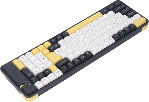 SUNGOOYUE Wireless Bluetooth Keyboard and Mouse Combo, 100 Keys Gaming Keyboard 1600DPI Mouse Set with USB Receiver and Multimedia Keys, for Laptops PCs Chromebooks 10 11 (Yellow) in Kuwait