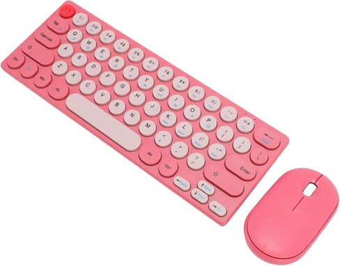 SUNGOOYUE Wireless Keyboard and Mouse Combo, 64 Key Retro Keycaps with 2.4GHz Wireless Connection, Auto Sleep Design, 1200 DPI Mouse, for OS X Laptop Computer PC (Red) in Kuwait