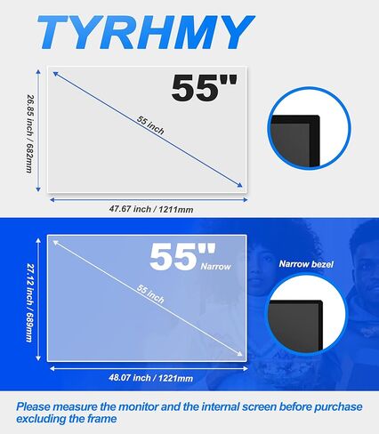Anti Glare Film Tv Screen Protector for 55 Inch, Shield Blue Light & Blocking Radiation, Frosted Material,55in 48.07inx27.12in in Saudi Arabia