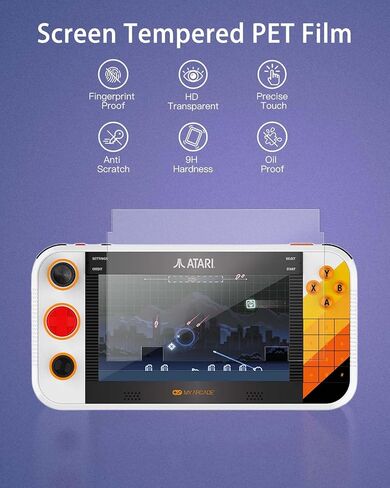 عبوة واحدة من واقي الشاشة لجهاز My Arcade Atari Gamesstation Go، وحدة تحكم الألعاب المحمولة، شفاف، فيلم مرن، صديق للحافظة، لجهاز My Arcade Atari Gamesstation Go، وضوح عالي الدقة in Kuwait