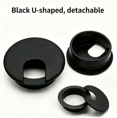 Desk Grommet w/Cover for 2.5 Inch Hole. Black Plastic 5 Pack for Cable Management in Kuwait