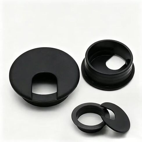 Desk Grommet w/Cover for 2.5 Inch Hole. Black Plastic 5 Pack for Cable Management in Kuwait