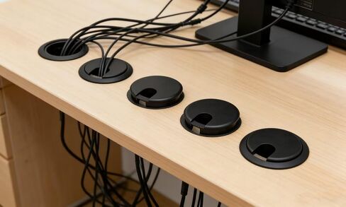 Desk Grommet w/Cover for 2.5 Inch Hole. Black Plastic 5 Pack for Cable Management in Kuwait
