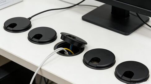 Desk Grommet w/Cover for 2.5 Inch Hole. Black Plastic 5 Pack for Cable Management in Kuwait