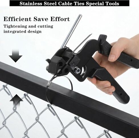 Professional Metal Zip Tie Tool Kit with 150 Stainless Steel Zip Ties - 11.8 Inch Heavy-Duty Metal Cable Ties & Fastening/Cutting Cable Tie Plier for Fence, Pipe, Exhaust, Vehicle & Outdoor Use in Kuwait